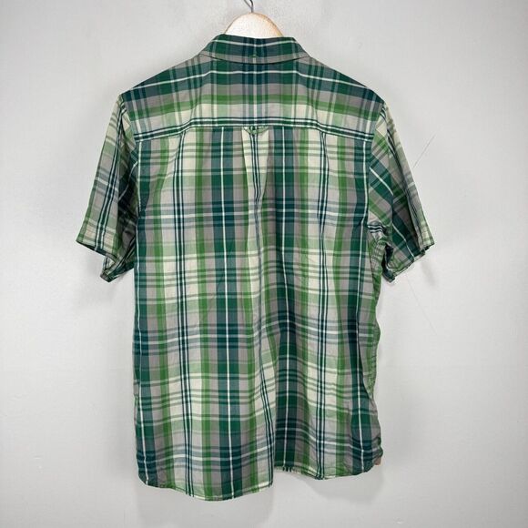 The North‎ Face Short Sleeve Delridge Button Shirt Men Large Green White Cotton - Picture 6 of 10